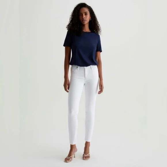 New! AG Adriano Goldschmied Prima Ankle Cigarette Leg Jeans in White - Size 31 - Picture 2 of 10